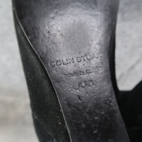 Colin Stuart Shoes Womens 6.5 Boots Tall Wedge Fashion Leather Pull On Black - Picture 15 of 16